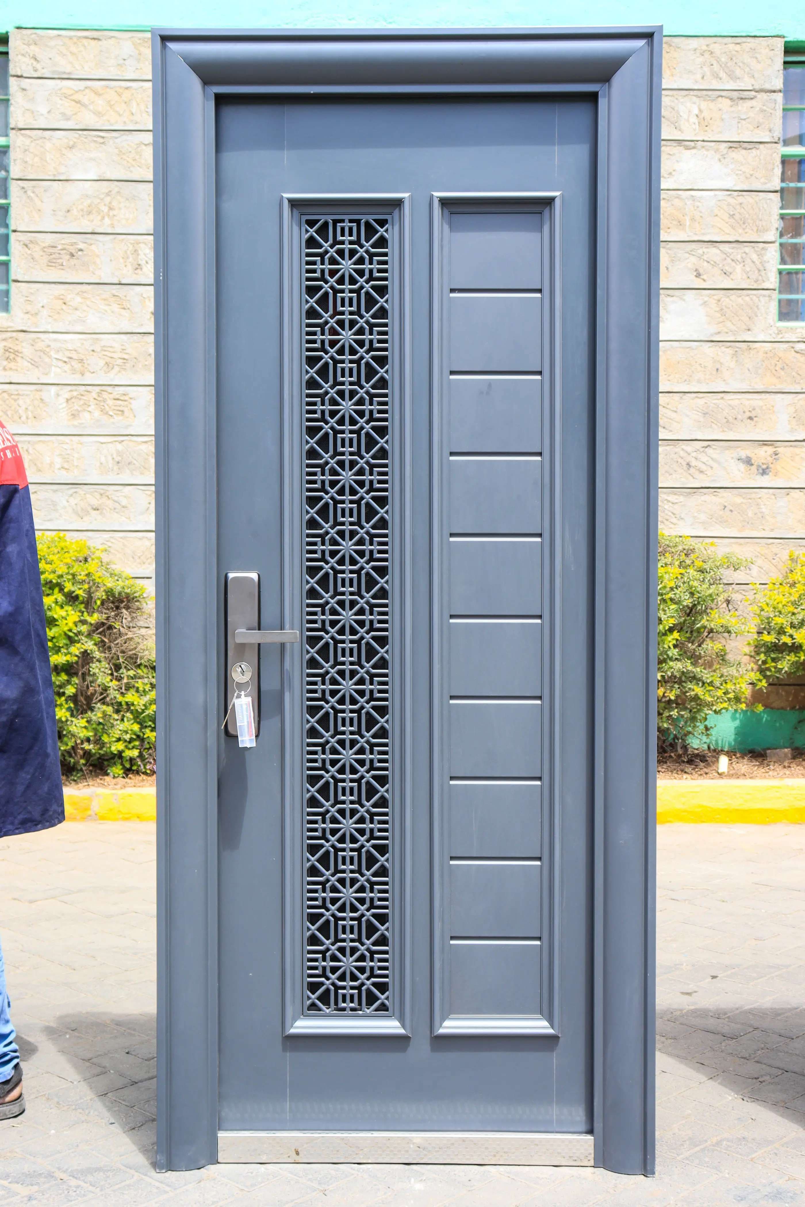Steel entry door in a matte finish