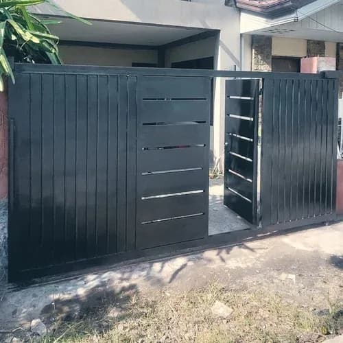 Custom steel sliding gate installed at a Kenyan residence