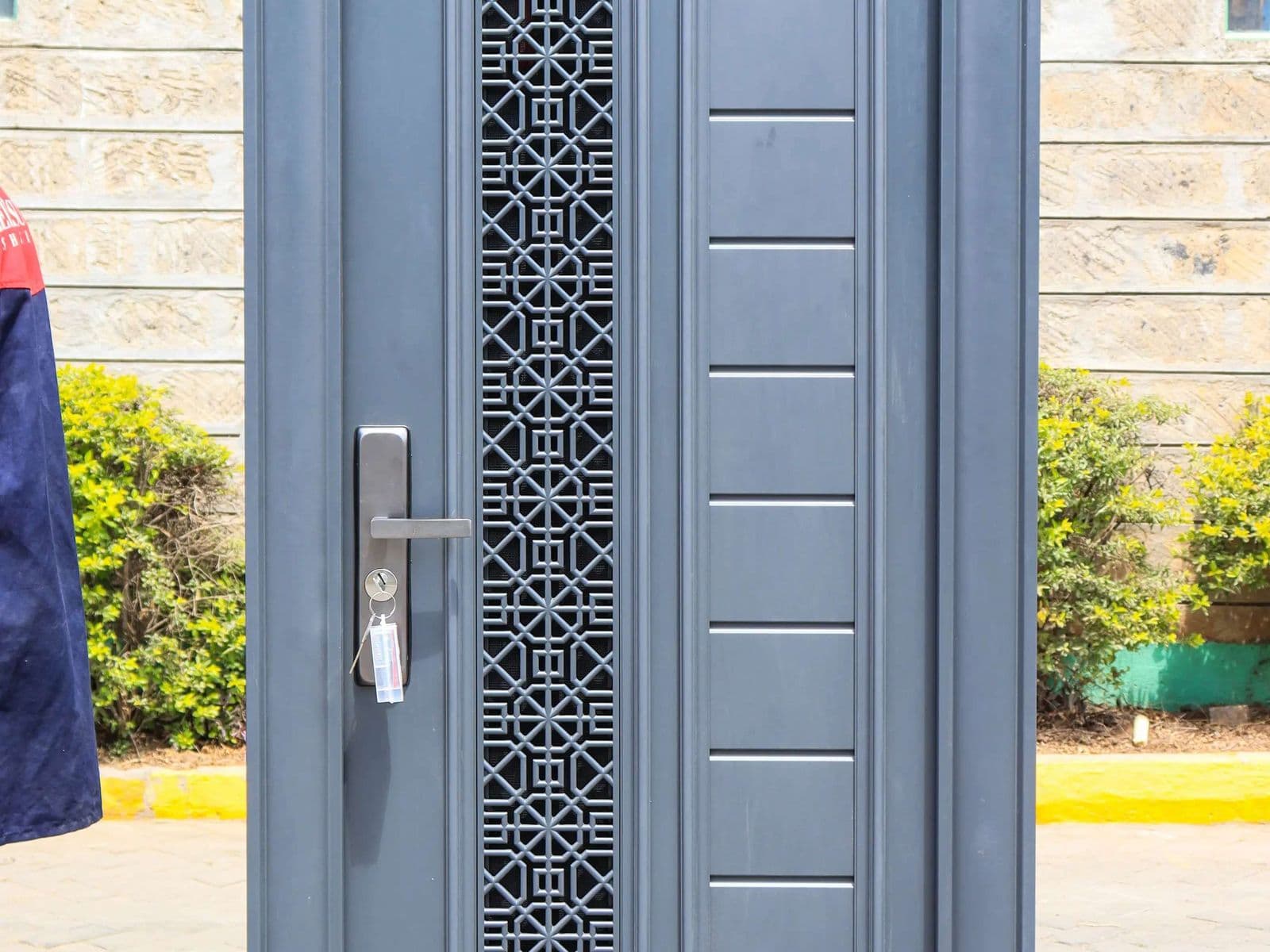 Steel entry door in a matte finish