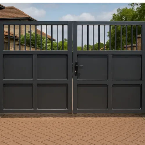 Sliding gate installation in progress